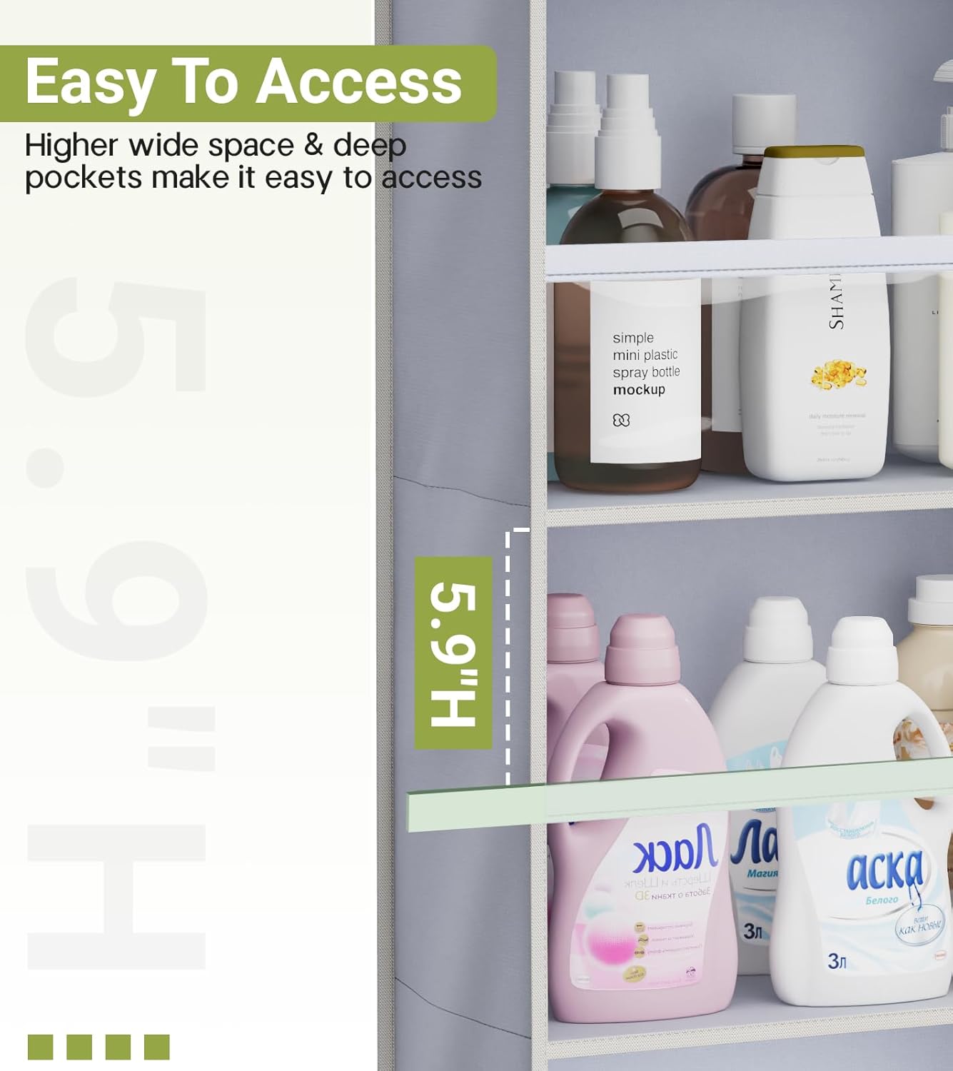 AOODA 2 Pack Over the Door Organizer, Large Capacity Closet Door Hanging Organizer, Clear Deep