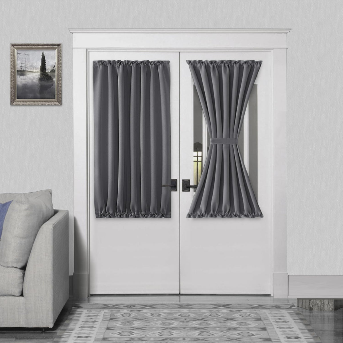 DWCN French Door Curtains – Rod Pocket Thermal Blackout Curtain for Doors with Glass Window