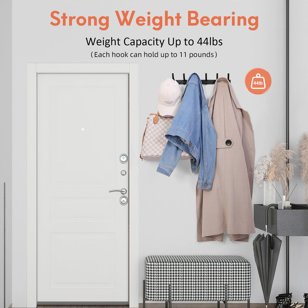 Optish Coat Rack Wall Mount, Wall Hooks for Hanging, Entry Coat Hooks Coat Hanger, Hat Rack Holder