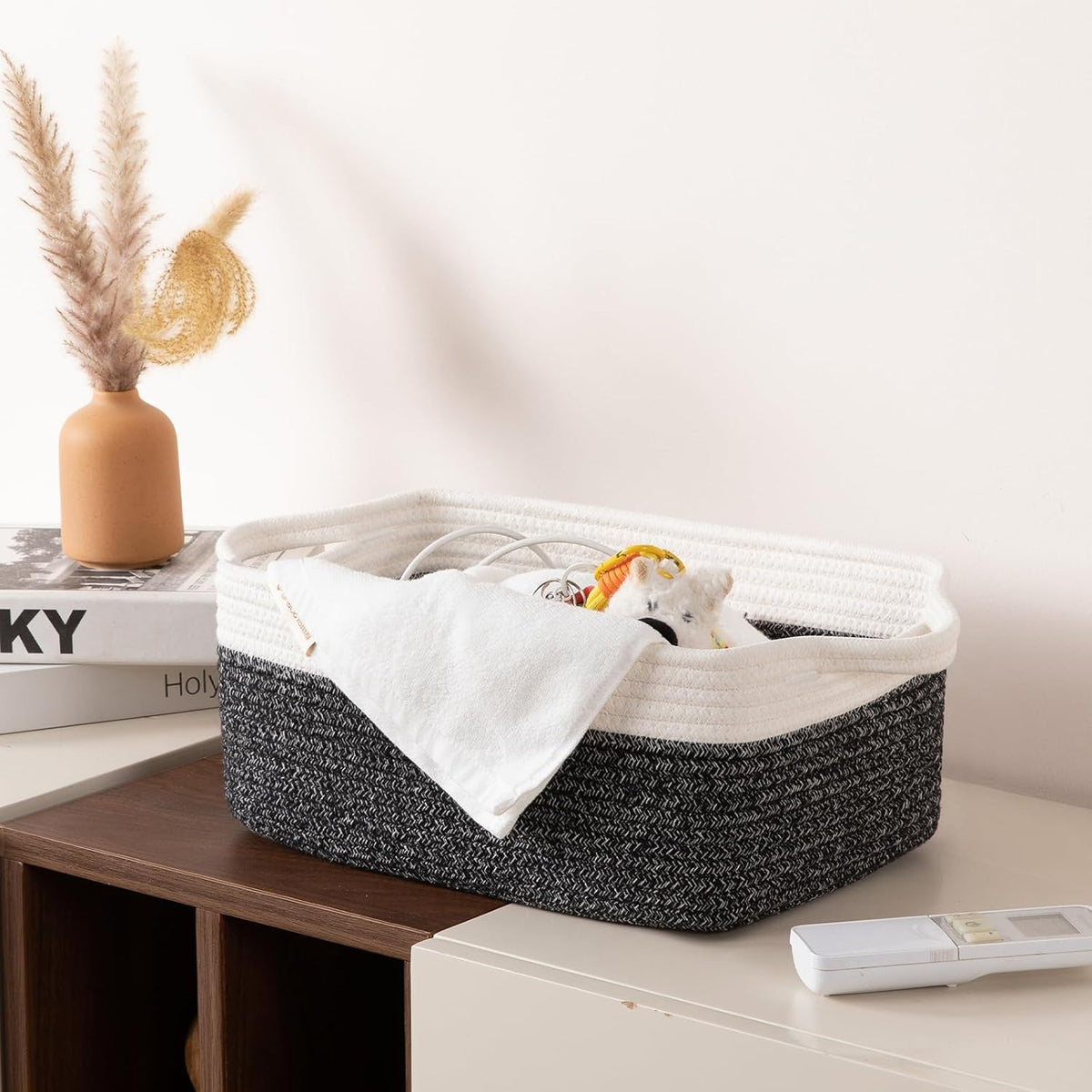 OIAHOMY 3 Pack Storage Baskets for Organizing, Woven Cotton Rope Basket for Shelves, Closet