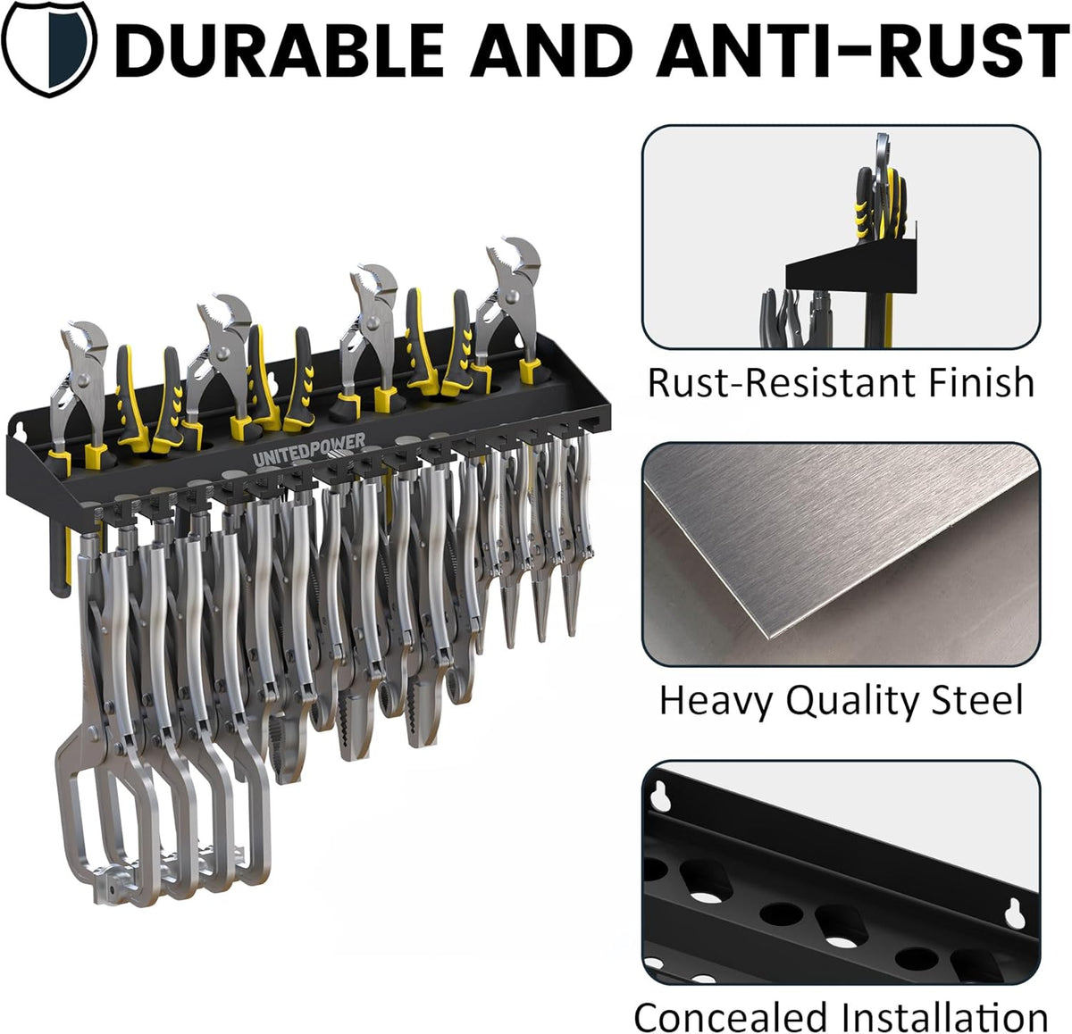 UNITEDPOWER Vise Grip Holder, Wall Mount Pliers Storage Rack Organizer for Workshop, Shed, Garage