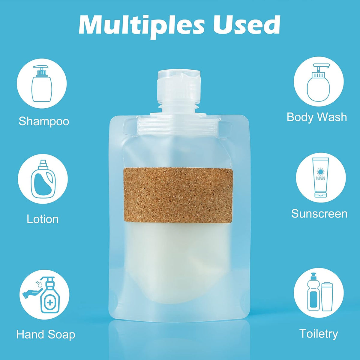 TailaiMei 12 Pieces Travel Pouches for Toiletries, TSA Approved Portable Travel Size, Refillable