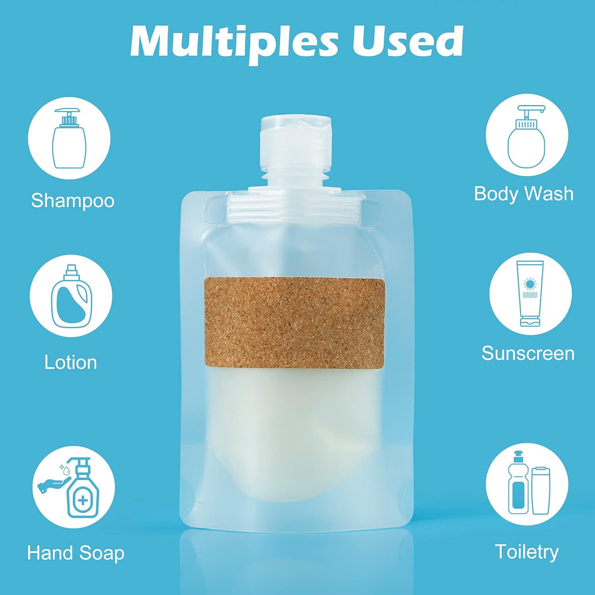 TailaiMei 12 Pieces Travel Pouches for Toiletries, TSA Approved Portable Travel Size, Refillable