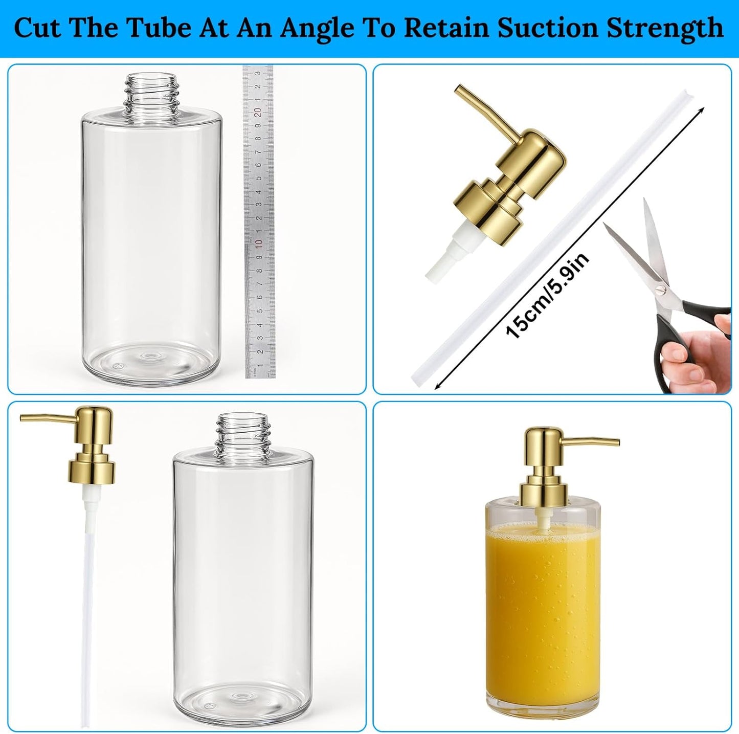 2 Pack Gold Soap Dispenser Pump Replacement Top Dispenser Pumps Refill Dispensers Liquid Hand Soap