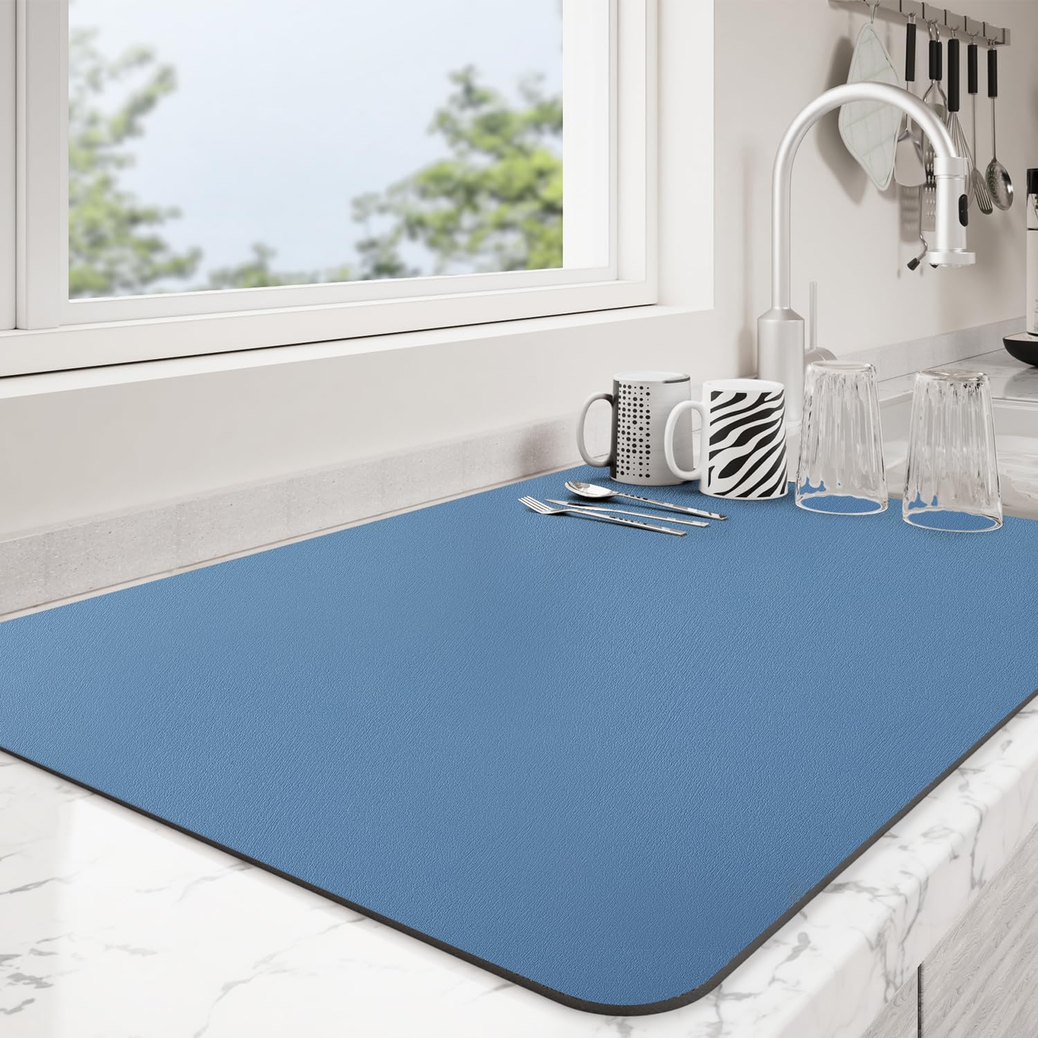 Dish Drying Mat for Kitchen Counter | Coffee Bar Mat for Countertops | Heat Resistant Drainer Mat