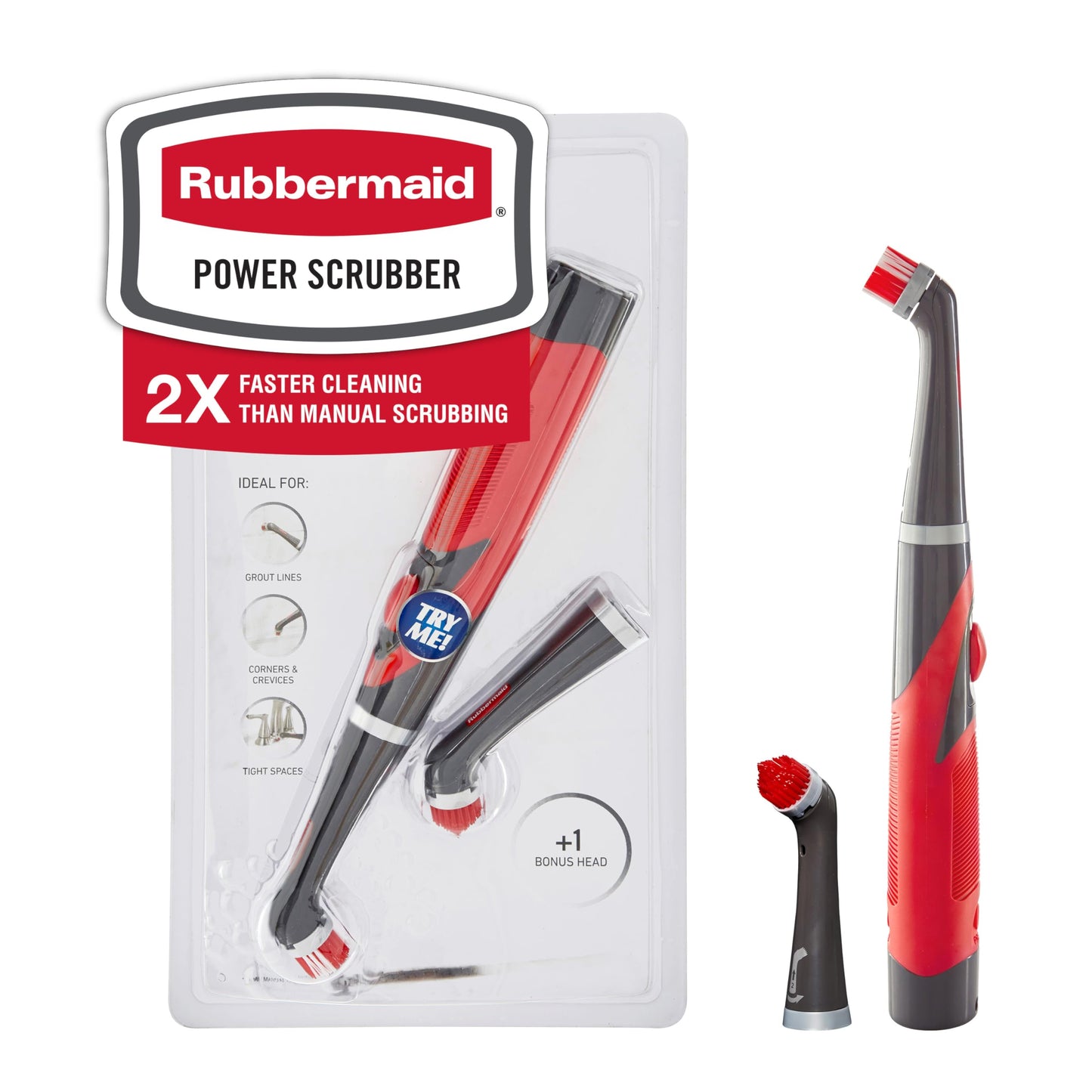 Rubbermaid Reveal Power Scrubber with Multi-Purpose & Grout Head, Cordless Electric Battery Powered