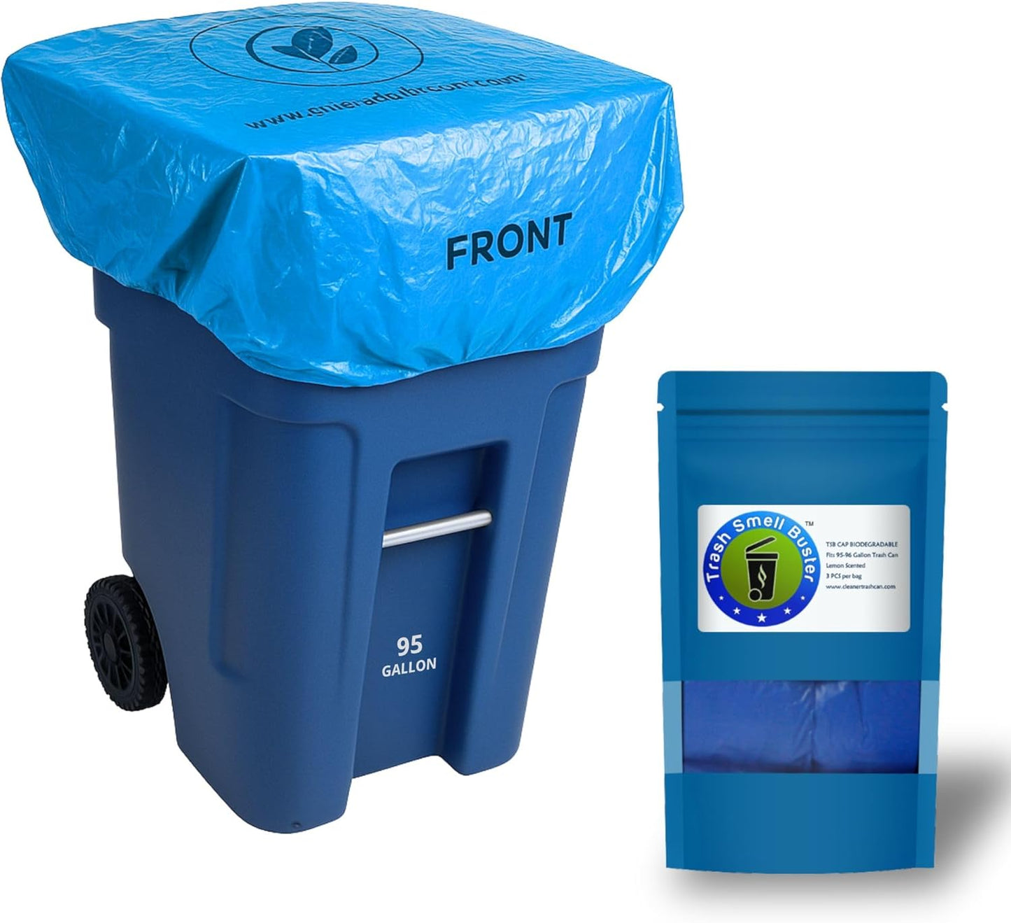 Trash Can Cover Biodegradable Odor Eliminating Bag with Elastic Rubber Band Lemon Scented Durable