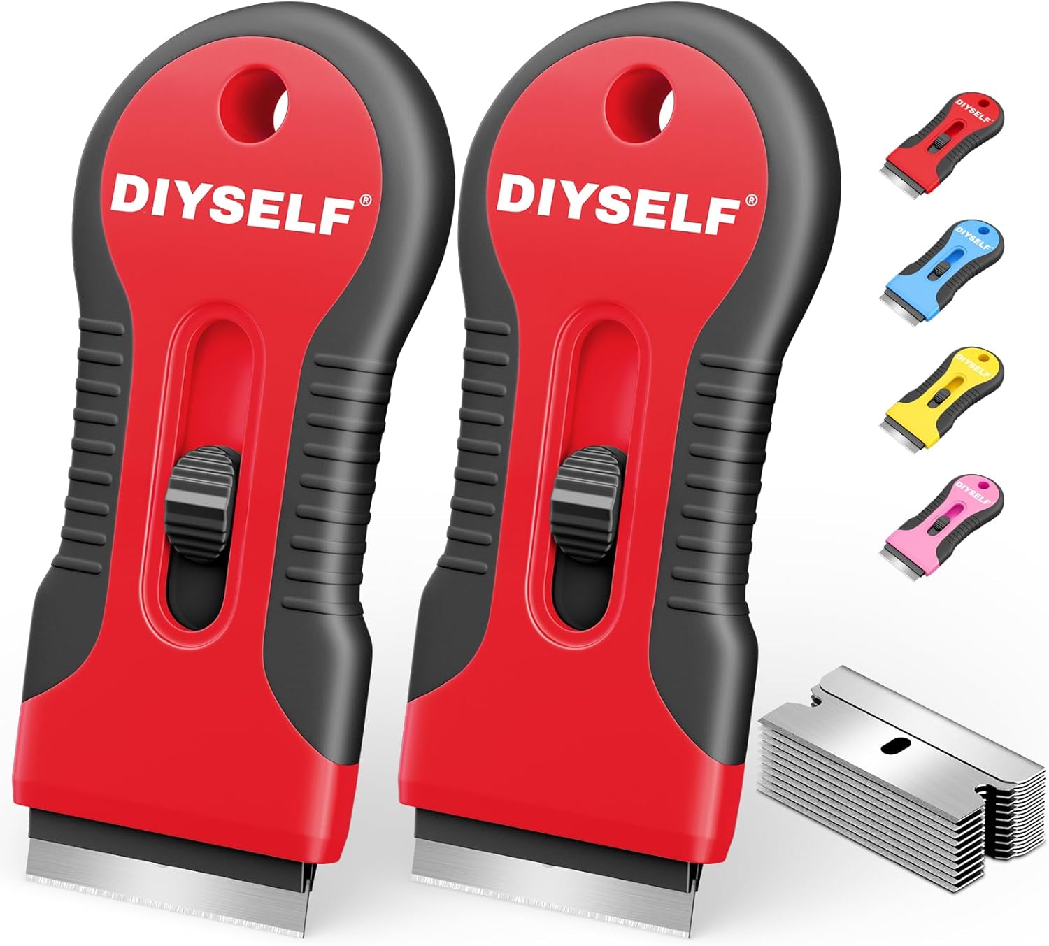 DIYSELF 2 Pack Razor Blade Scraper, Extra 10 PCS Mental Razor Blades Refills, High-Efficiency Razor