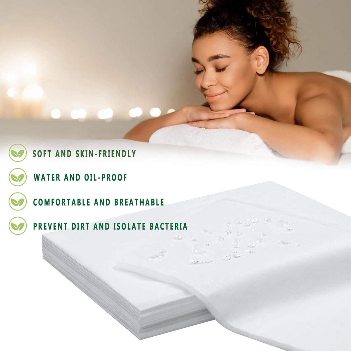 100 Pcs Disposable Bed Sheets 31" x 71" Massage Table Sheets Non Woven Fabric SPA Bed Cover