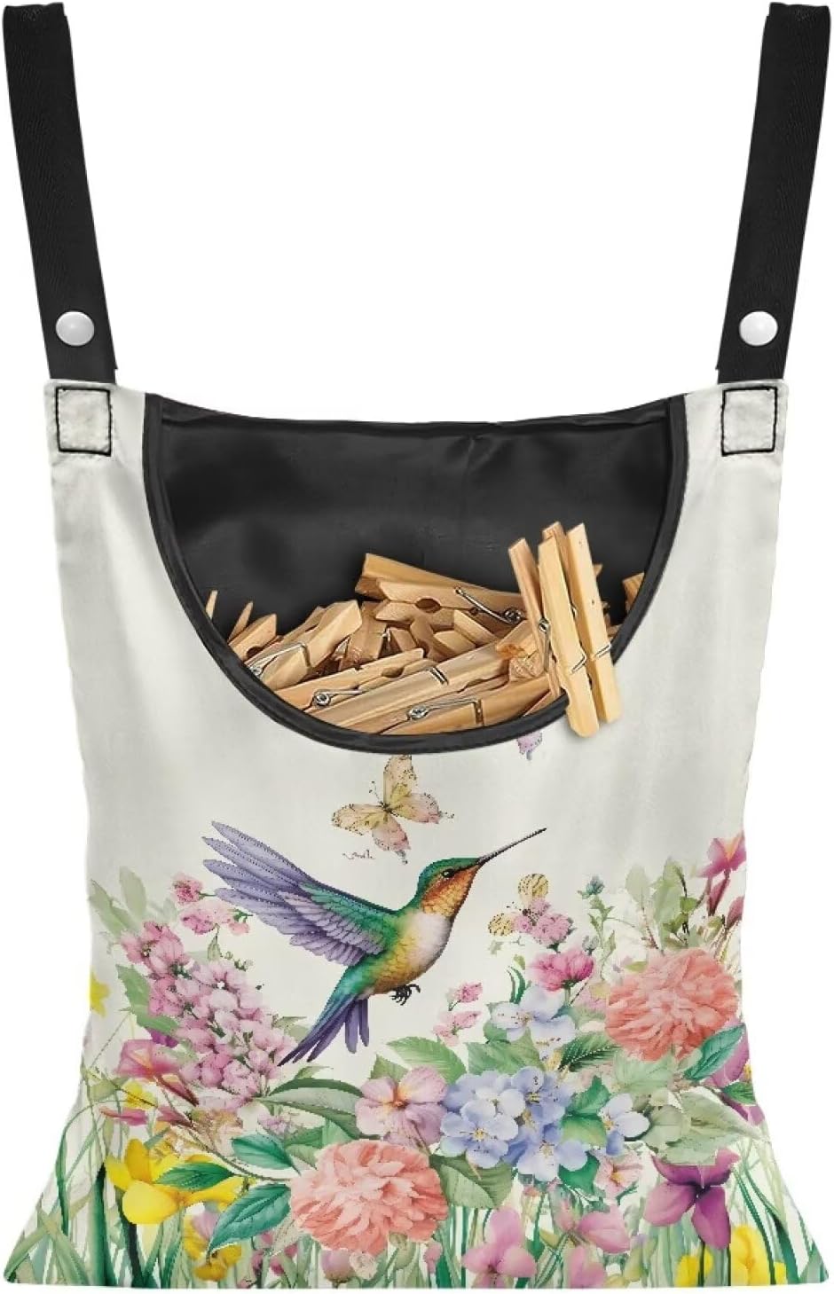 Hummingbird Handy Clothespin Bags Floral Space-Saving Clothespin Storage Hanger Bag, Hanging
