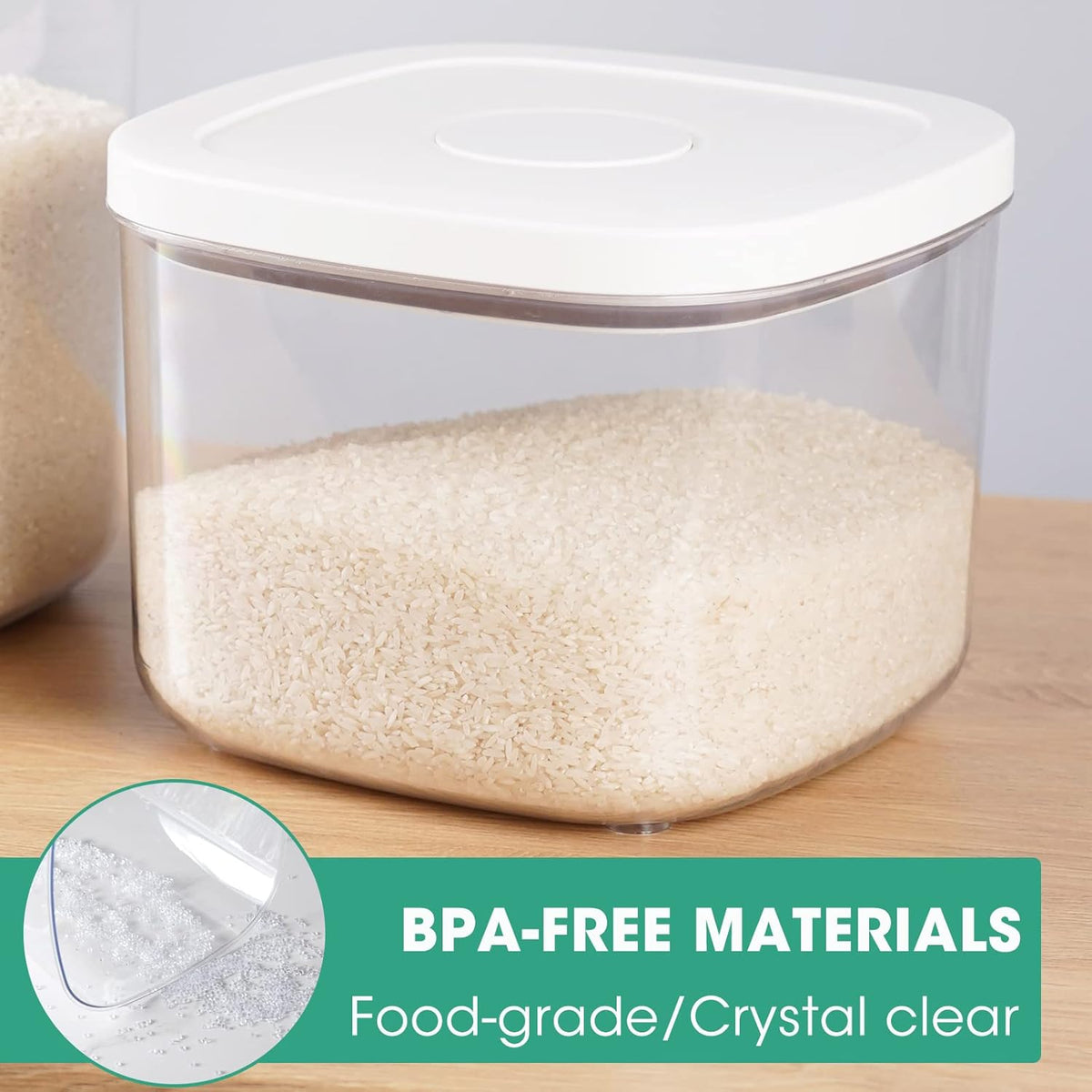 Airtight Rice Container 10 Lbs, Clear Plastic Food Storage Container Bin For Flour Sugar, Dry Food