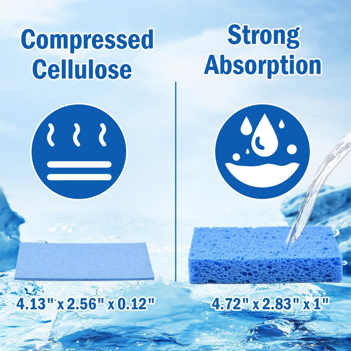YoleShy Sponges Kitchen 10 Pack Natural Compressed Cellulose Sponges for Dishes Non Scratch for