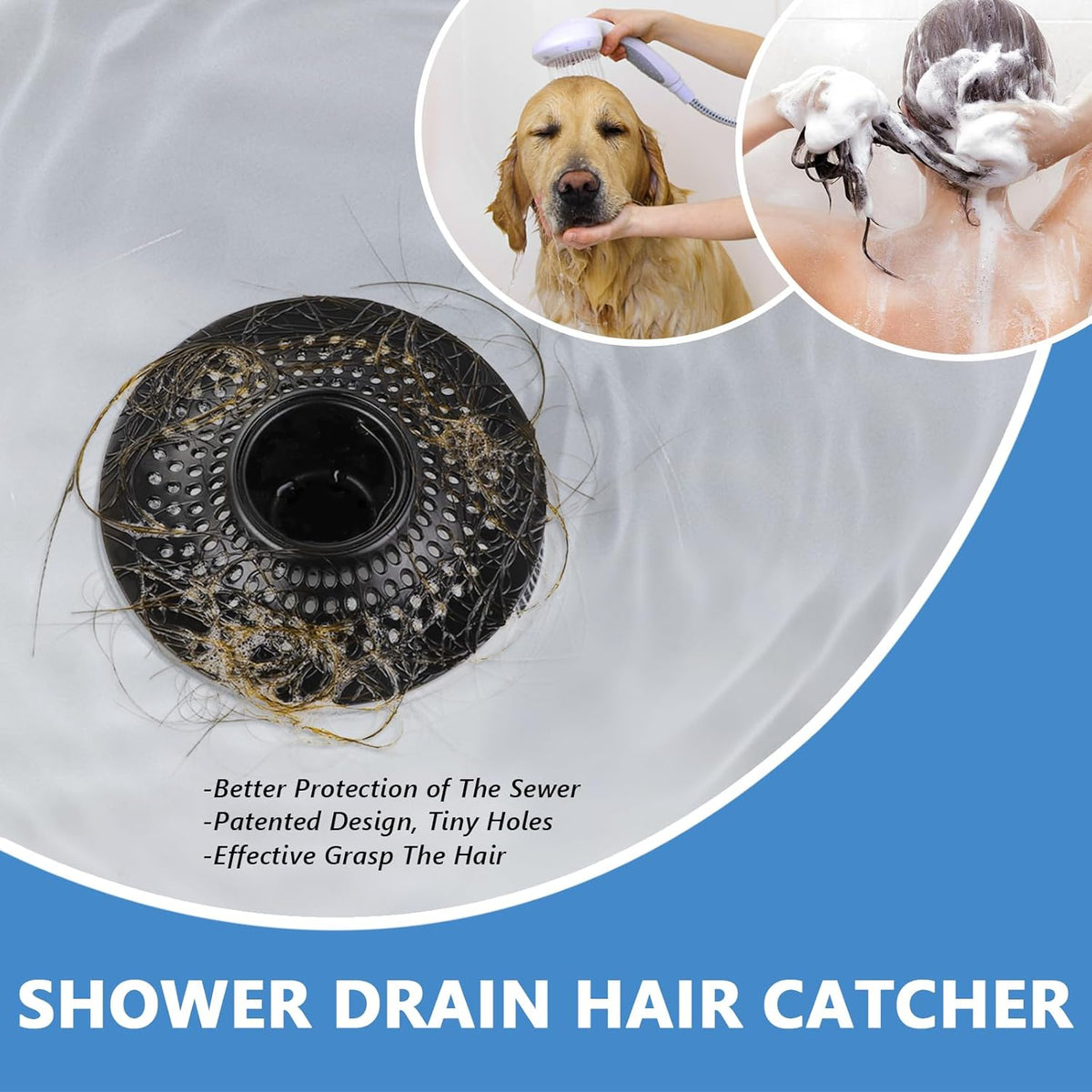 MFTEK Drain Hair Catcher Tub Drain Protector, Stainless Steel Bathtub Shower Drain Hair Stopper