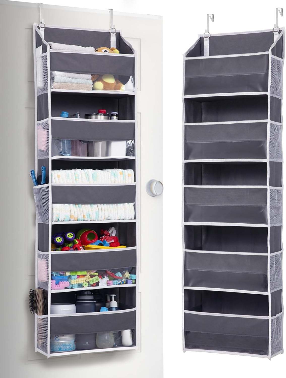 ULG 1 Pack Over Door Organizer with 5 Large Pockets 10 Mesh Side Pockets, 44 lbs Weight Capacity
