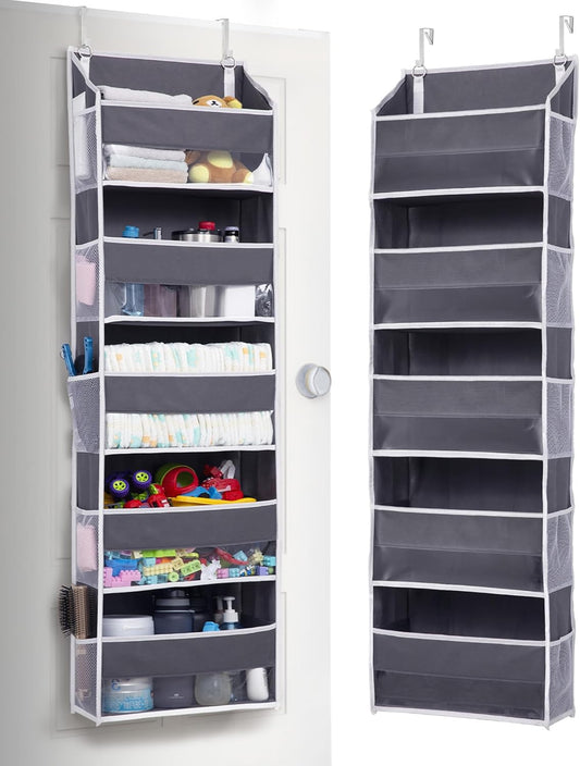 ULG 1 Pack Over Door Organizer with 5 Large Pockets 10 Mesh Side Pockets, 44 lbs Weight Capacity