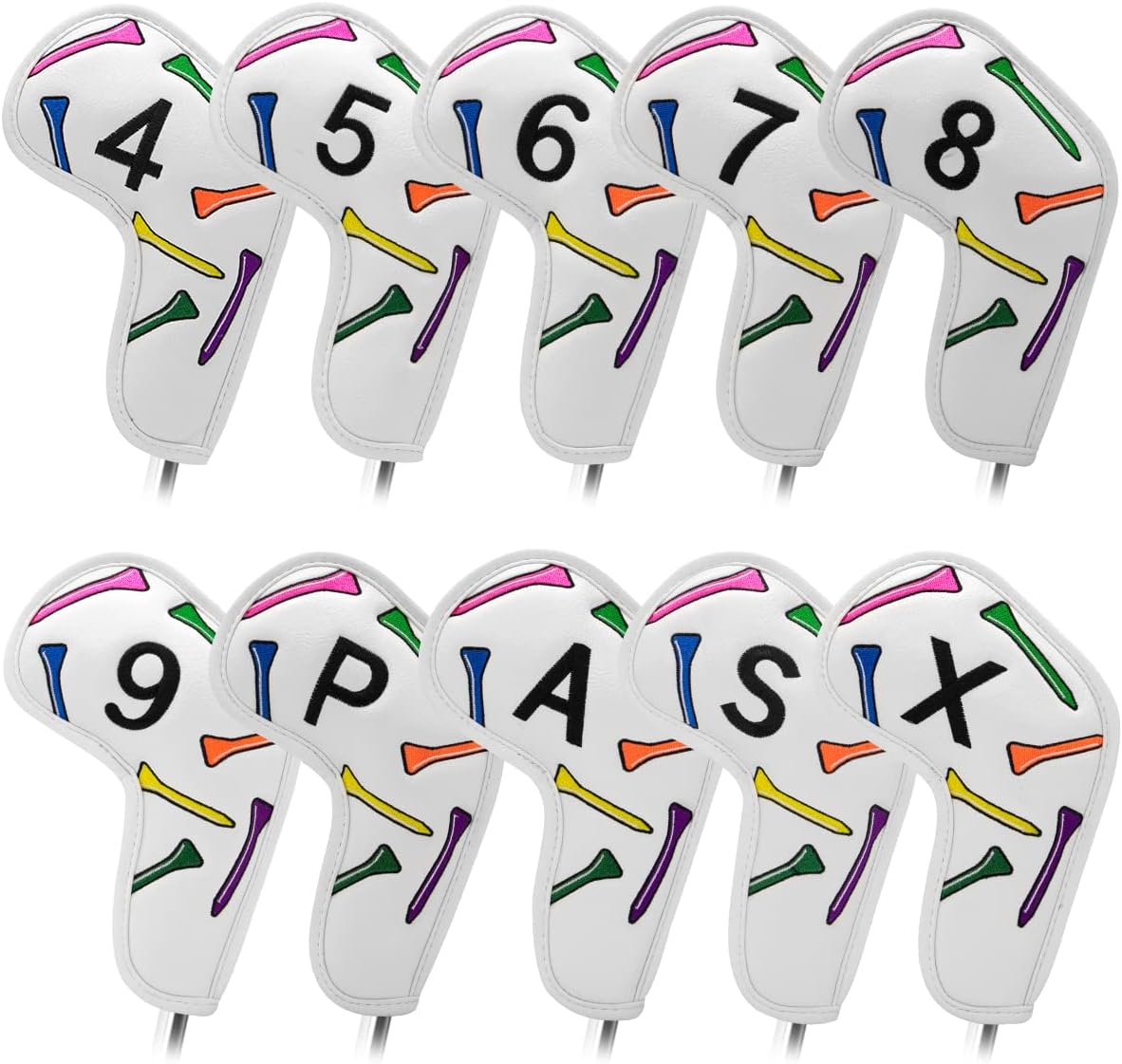 Golf Iron Head Covers 9/10pcs Leather Golf Club Covers for Iron with Magic Tape Fit Most