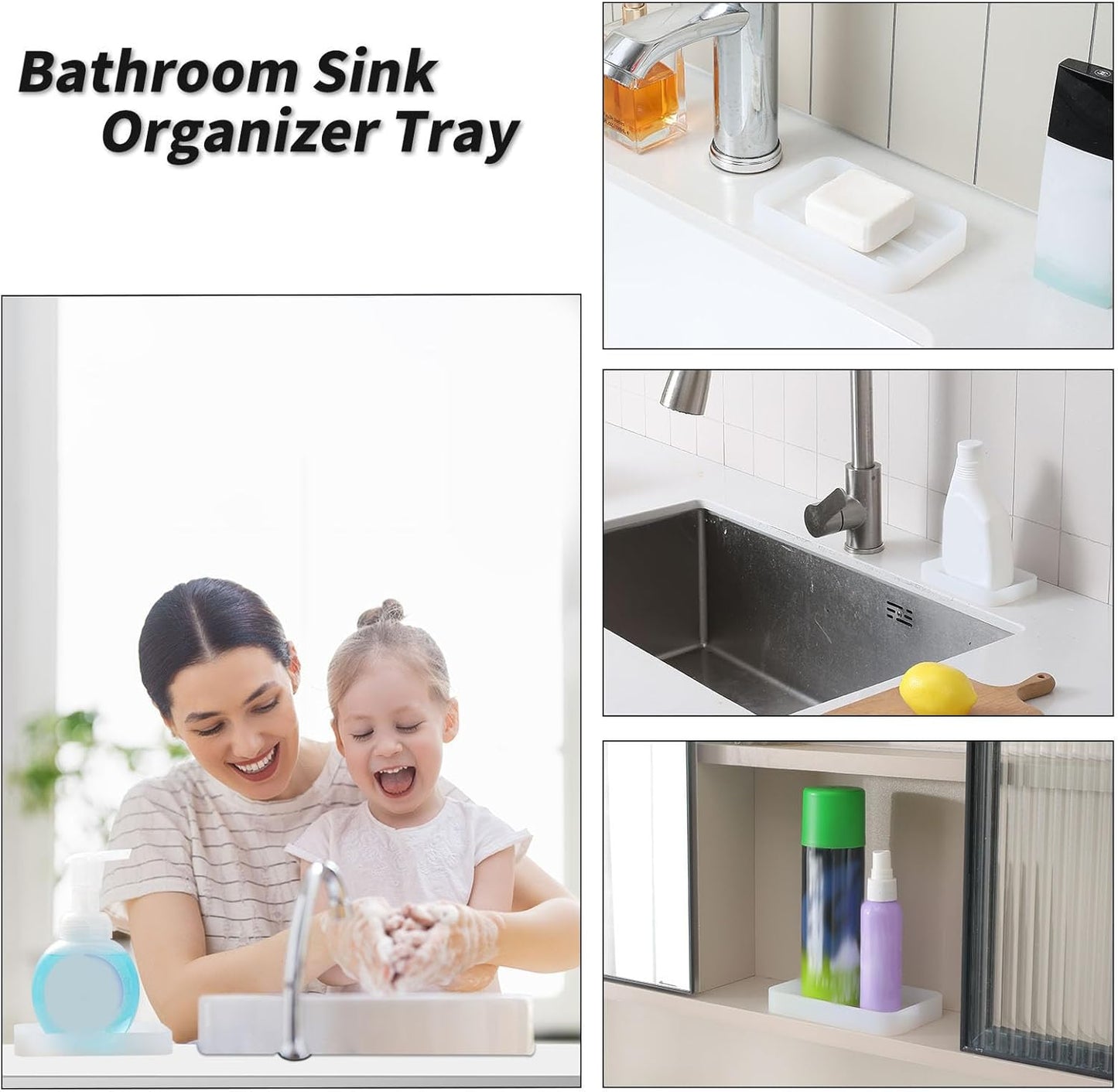 Silicone Kitchen Sink Organizer Tray for Multiple Usage,Easy Clean Sponges Holder for Kitchen