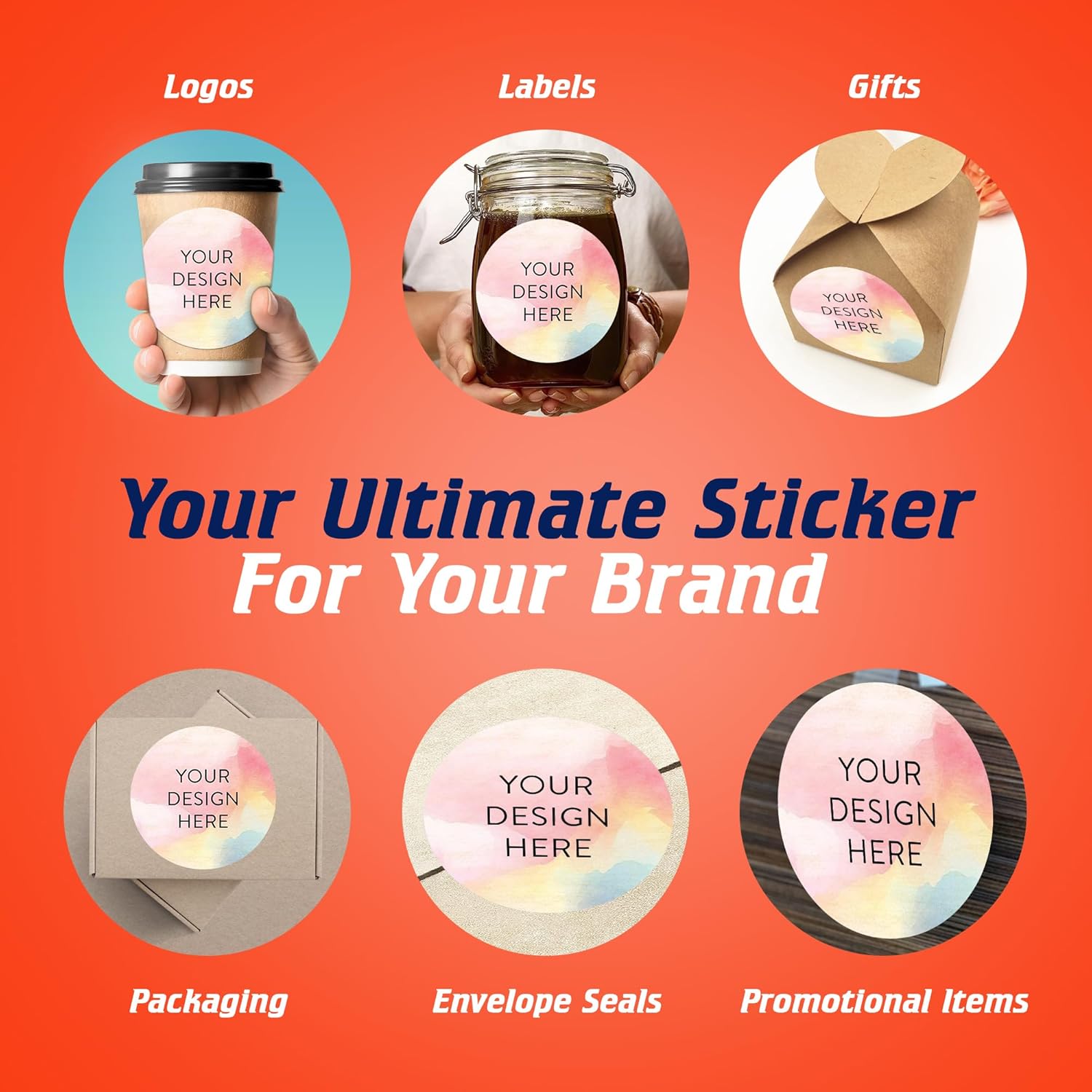 100 Custom Vinyl Stickers - Upload Your own Image, Text, Design, Logo - Personalized Logo Labels