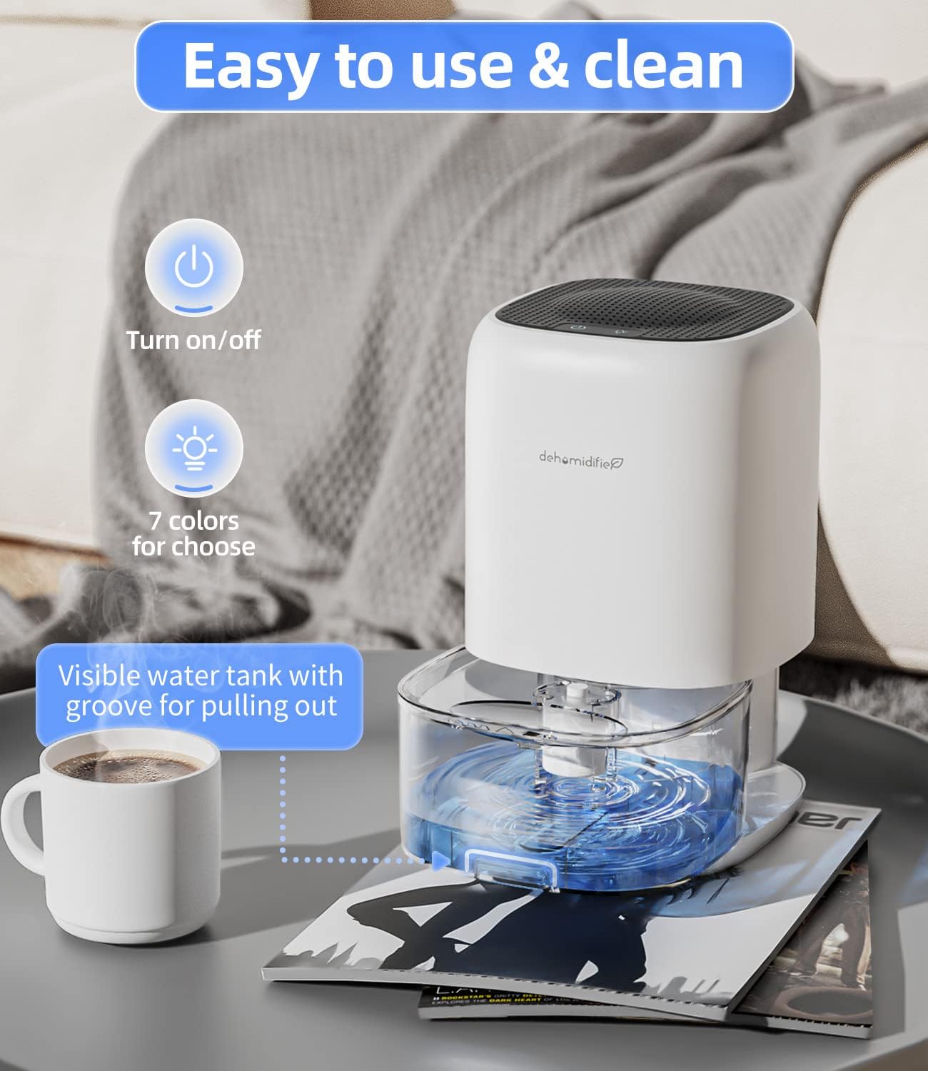 Dehumidifier,TABYIK 35 OZ Small Dehumidifiers for Room for Home, Quiet with Auto Shut Off