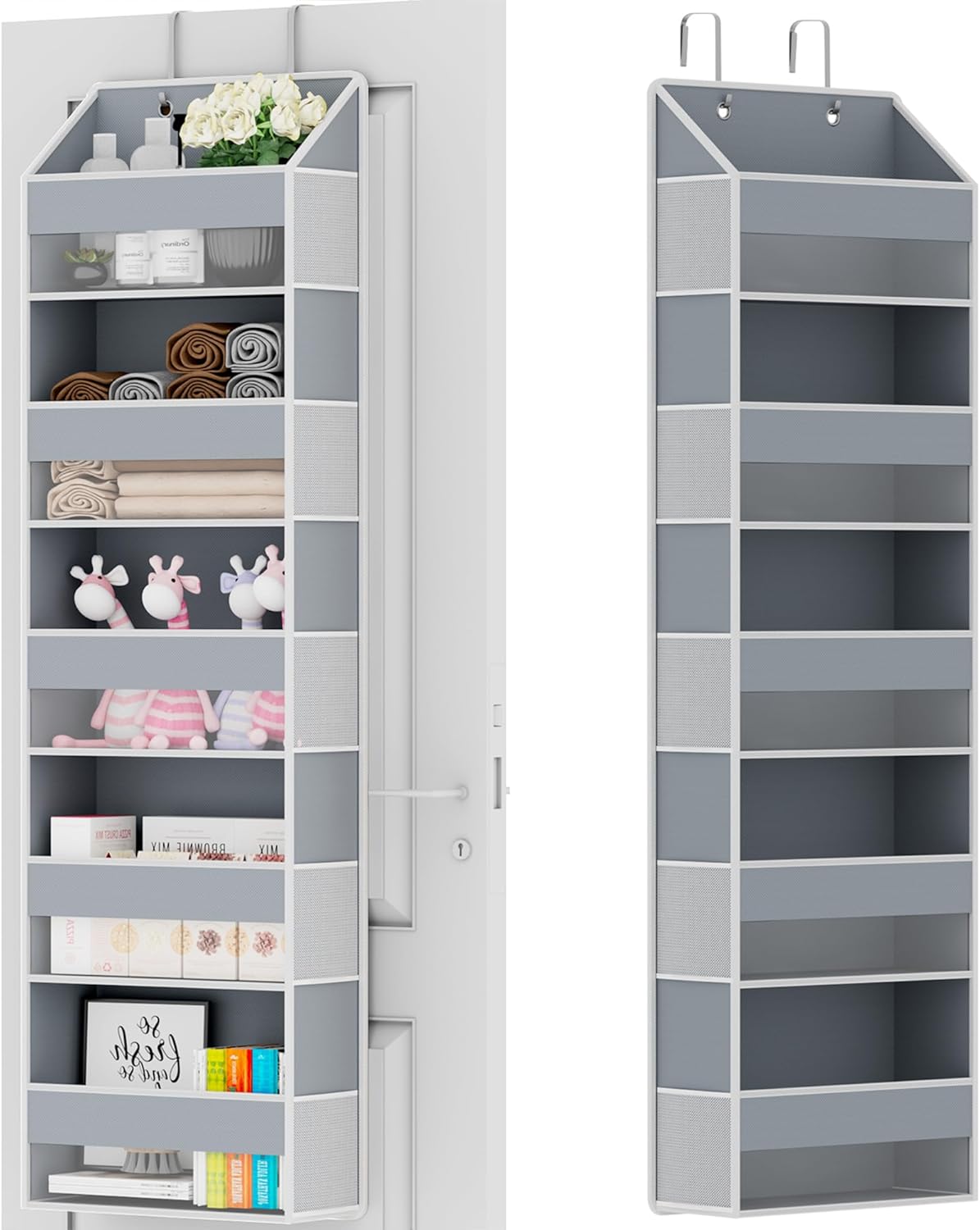Over The Door Organizer - Over Door Storage Organizer with 5 Large Pockets & 10 Mesh Side