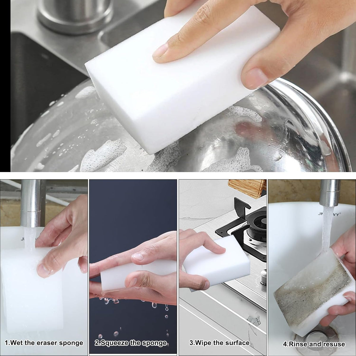 50 Pack Magic Sponge Eraser,Multi-Functional Household Cleaning Kitchen Dish Sponge for