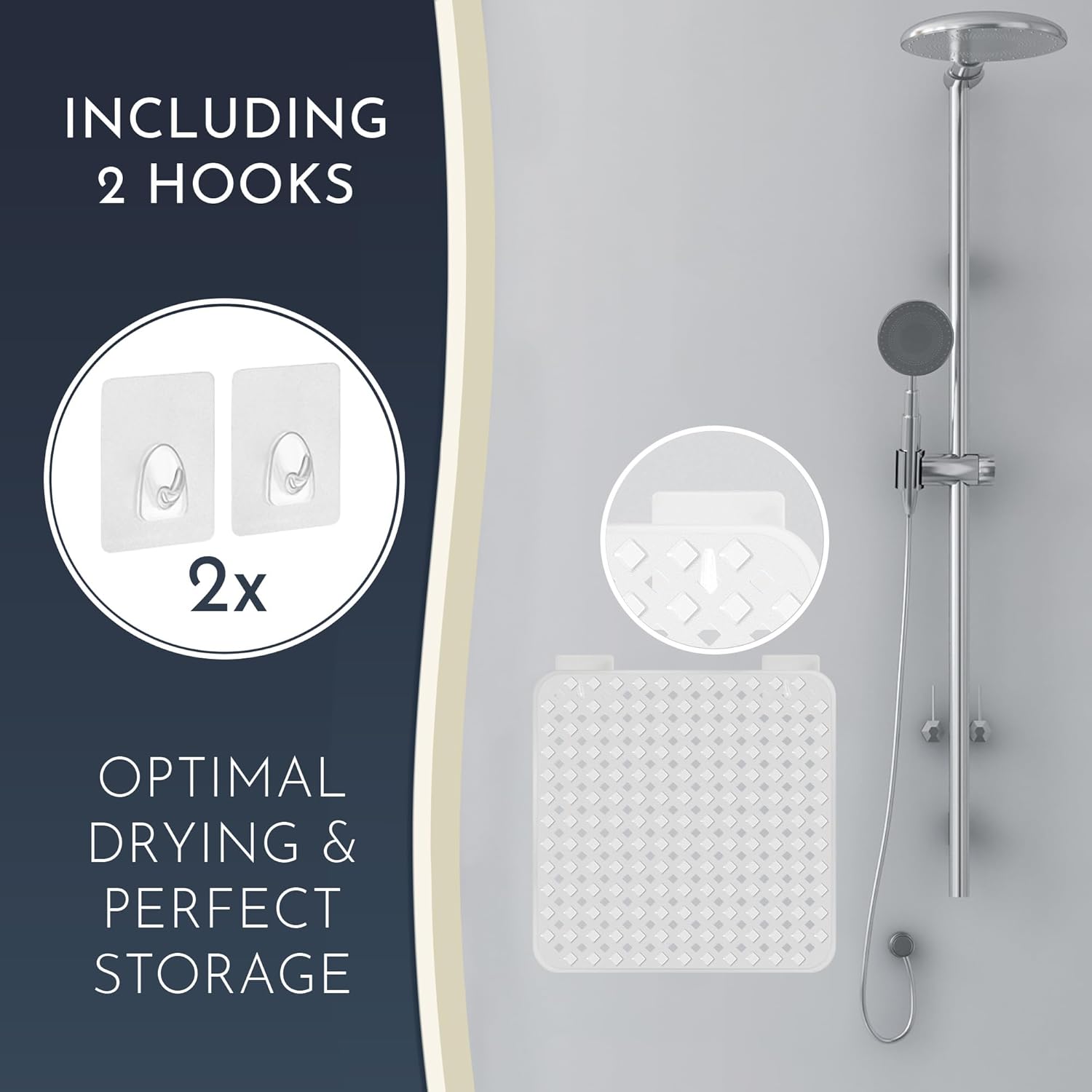 Homerella Anti Slip Shower Mat | Anti Mold Non Slip Bathtub Mat for Inside Shower | Square Floor