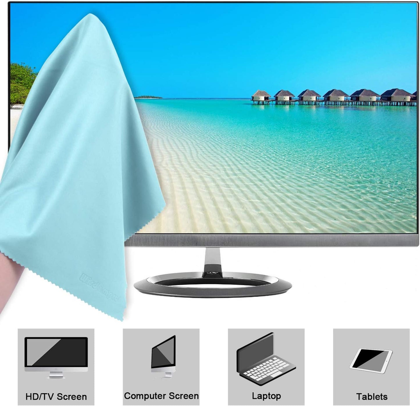 Wisdompro Extra Large 4-Pack Microfiber Cleaning Cloth For Laptop, LCD TV, Computer Screen