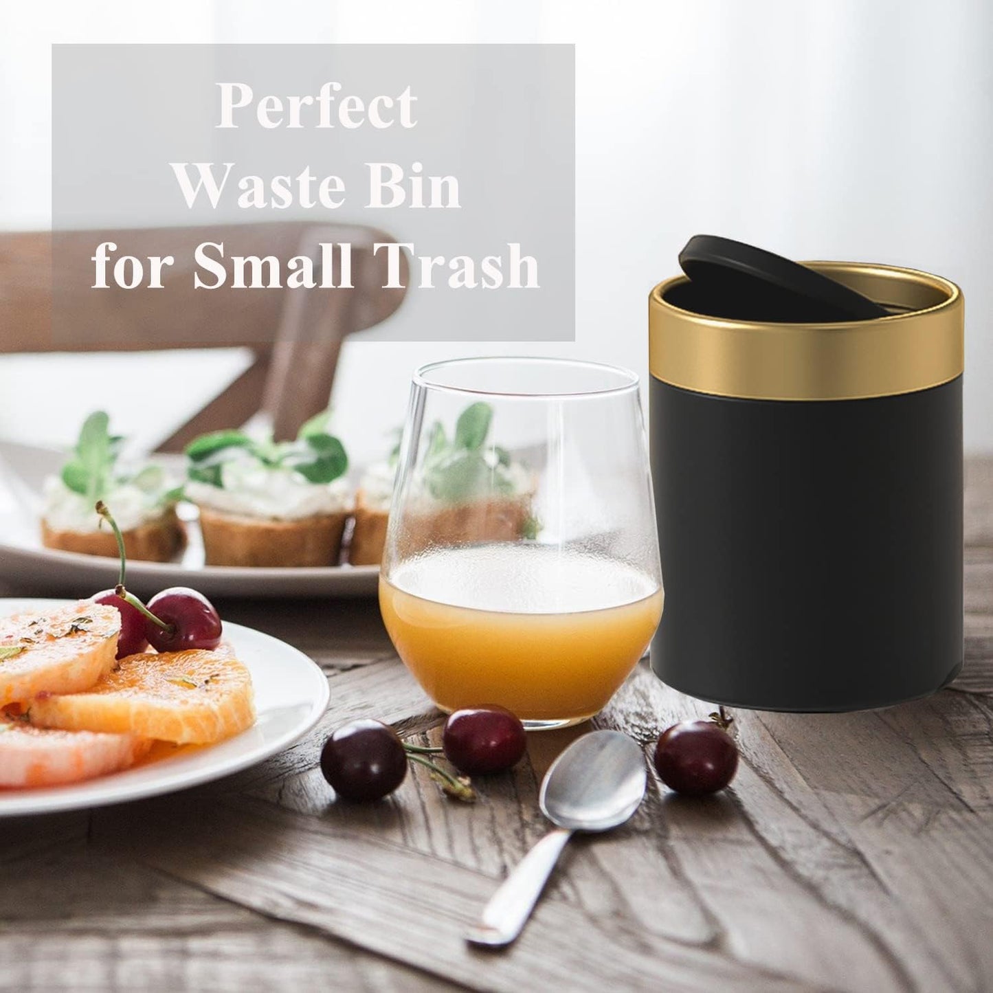 Mini Trash Can with Lid, Metal Small Tiny Mini Trash Bin Can, Mini Countertop Trash Cans for Desk