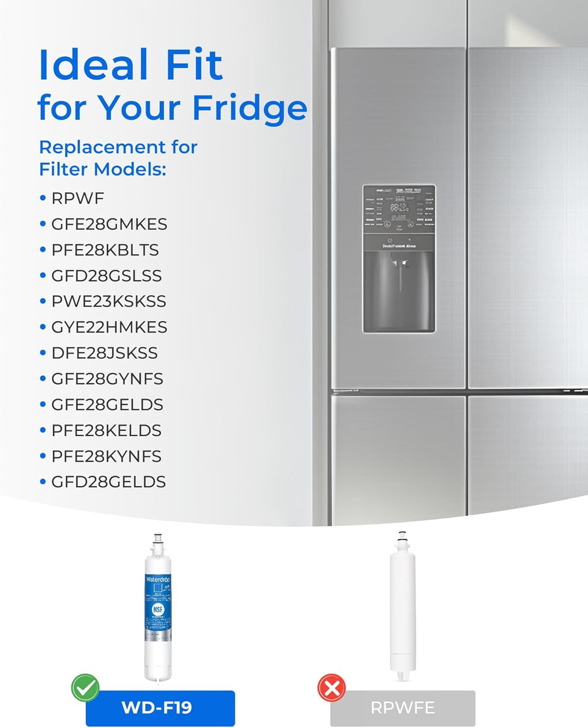 Waterdrop RPWF Refrigerator Water Filter (NOT RPWFE), Replacement for GE® RPWF, DWF-36, R-3600