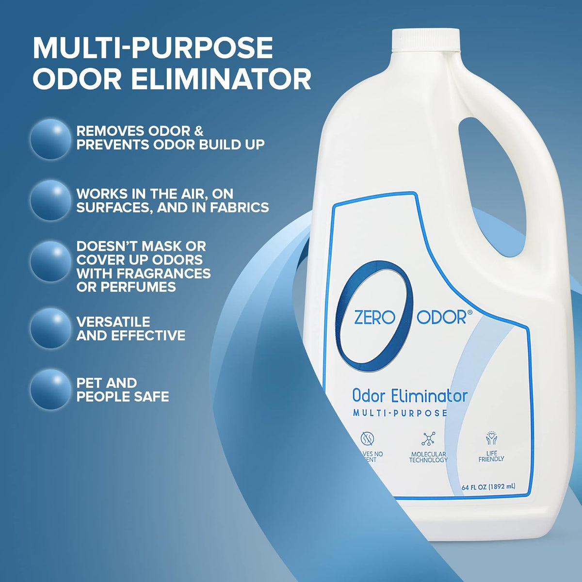 Zero Odor - Multi-Purpose Strong Odor Eliminator for Home, Office, Car, Bathroom, Hotel, Room