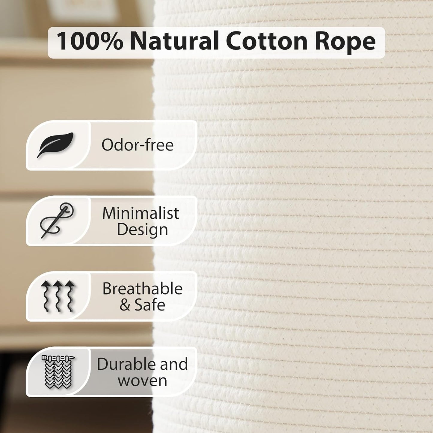 Fiona's magic Woven Rope Laundry Hamper, Tall Laundry Basket for Blanket Storage, Large Dirty