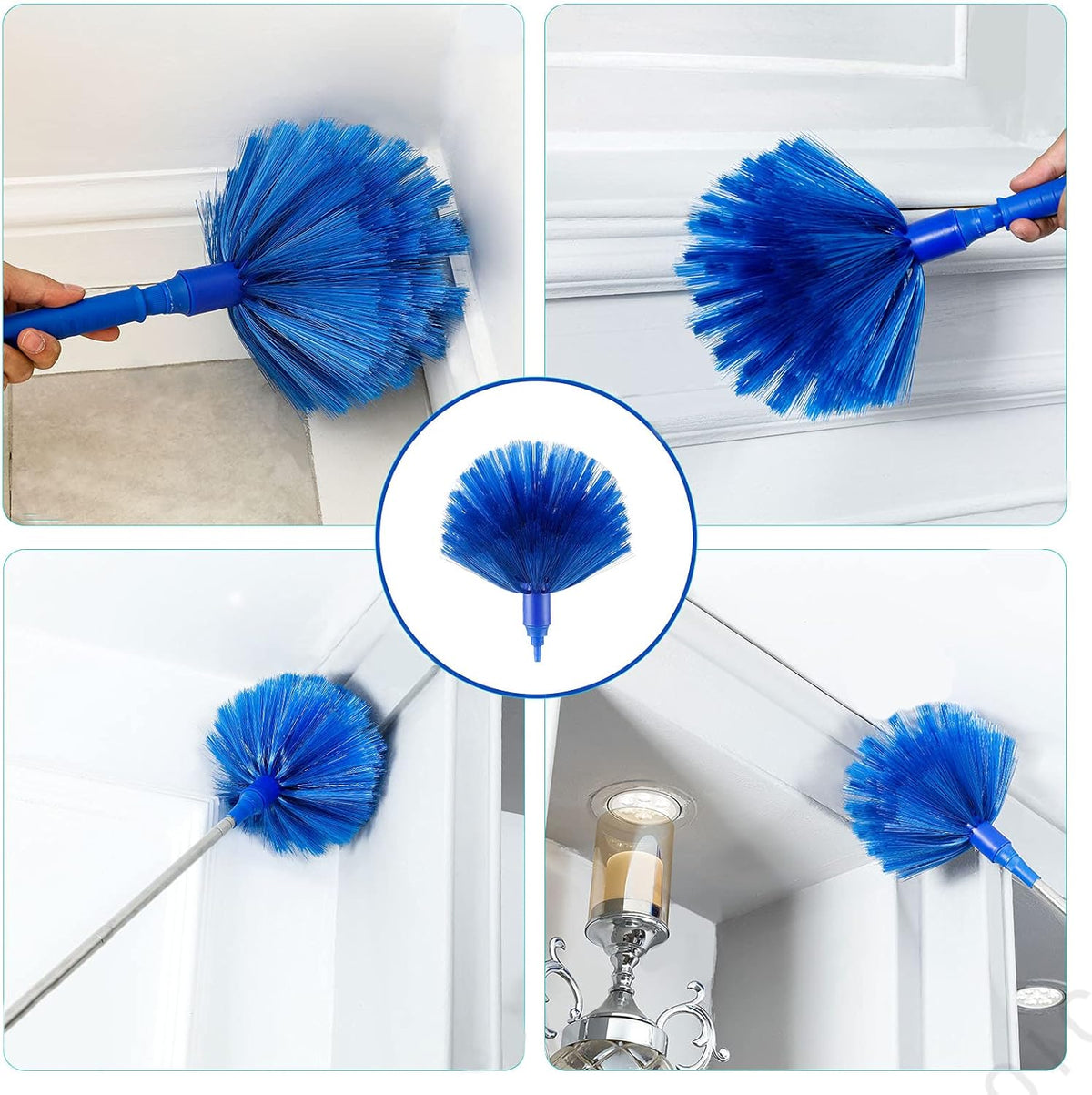 Duster, Microfiber Dusters with 2 Handle Sets, Durable 15-98.1 Inches Long Telescopic Rod