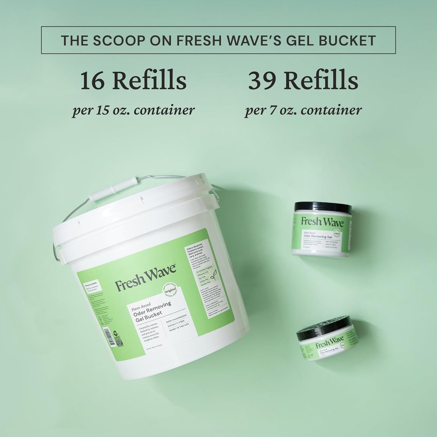 Fresh Wave Odor Removing Gel Bucket, 15.5 lb. (248 oz.), Original Scent Refill - Odor Absorbers for