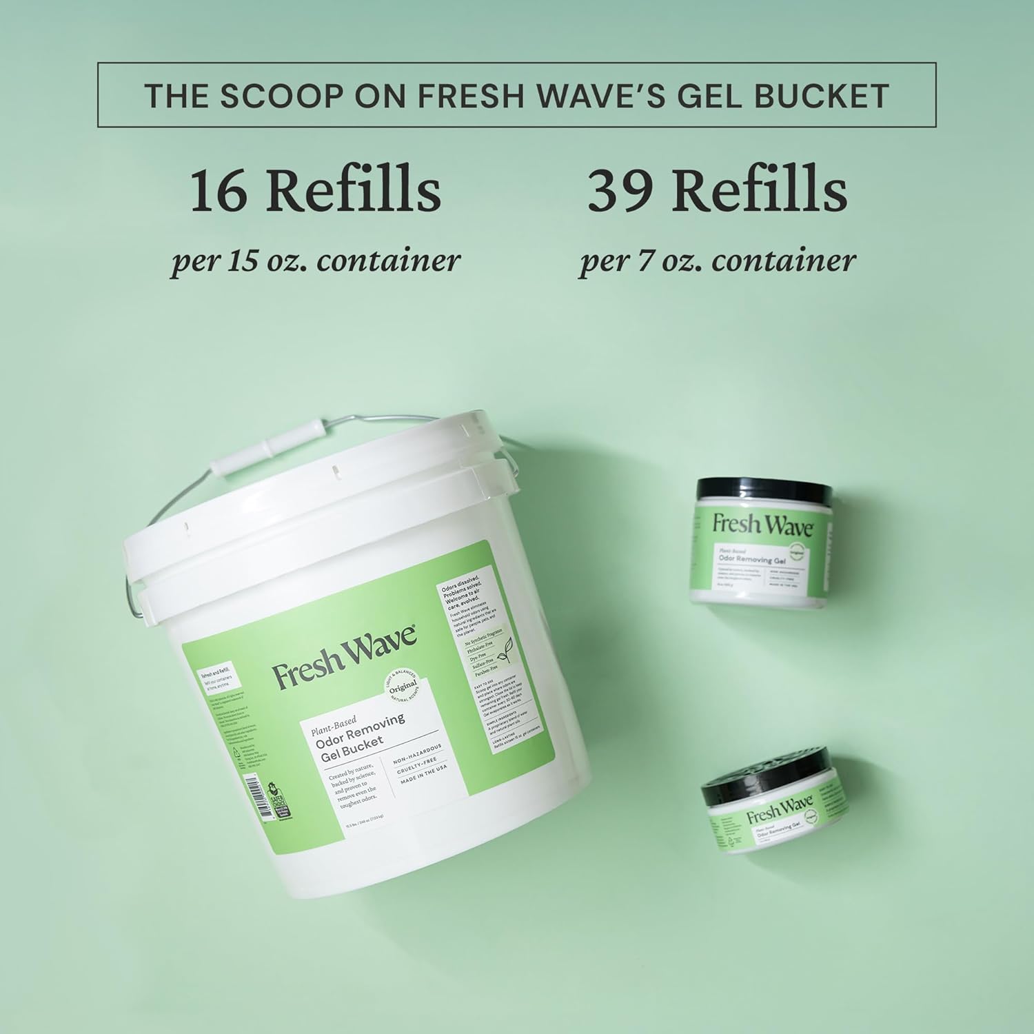 Fresh Wave Odor Removing Gel Bucket, 15.5 lb. (248 oz.), Original Scent Refill - Odor Absorbers for