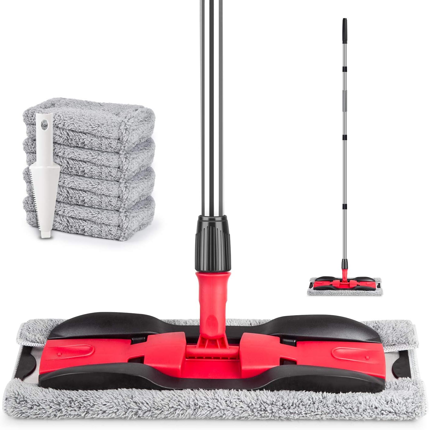MEXERRIS Microfiber Mops for Hardwood Laminate Tile Floor Cleaning: Stainless Steel Handle - 4