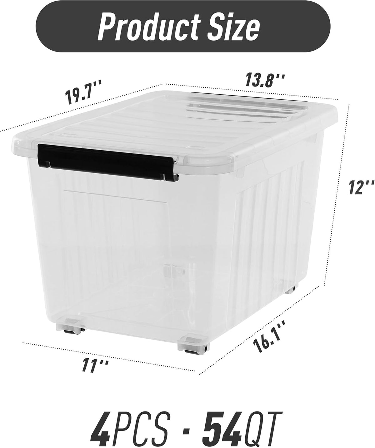 Citylife 54 QT Clear Plastic Storage Bins with Lids Stackable and Nestable Storage Boxes with Lids