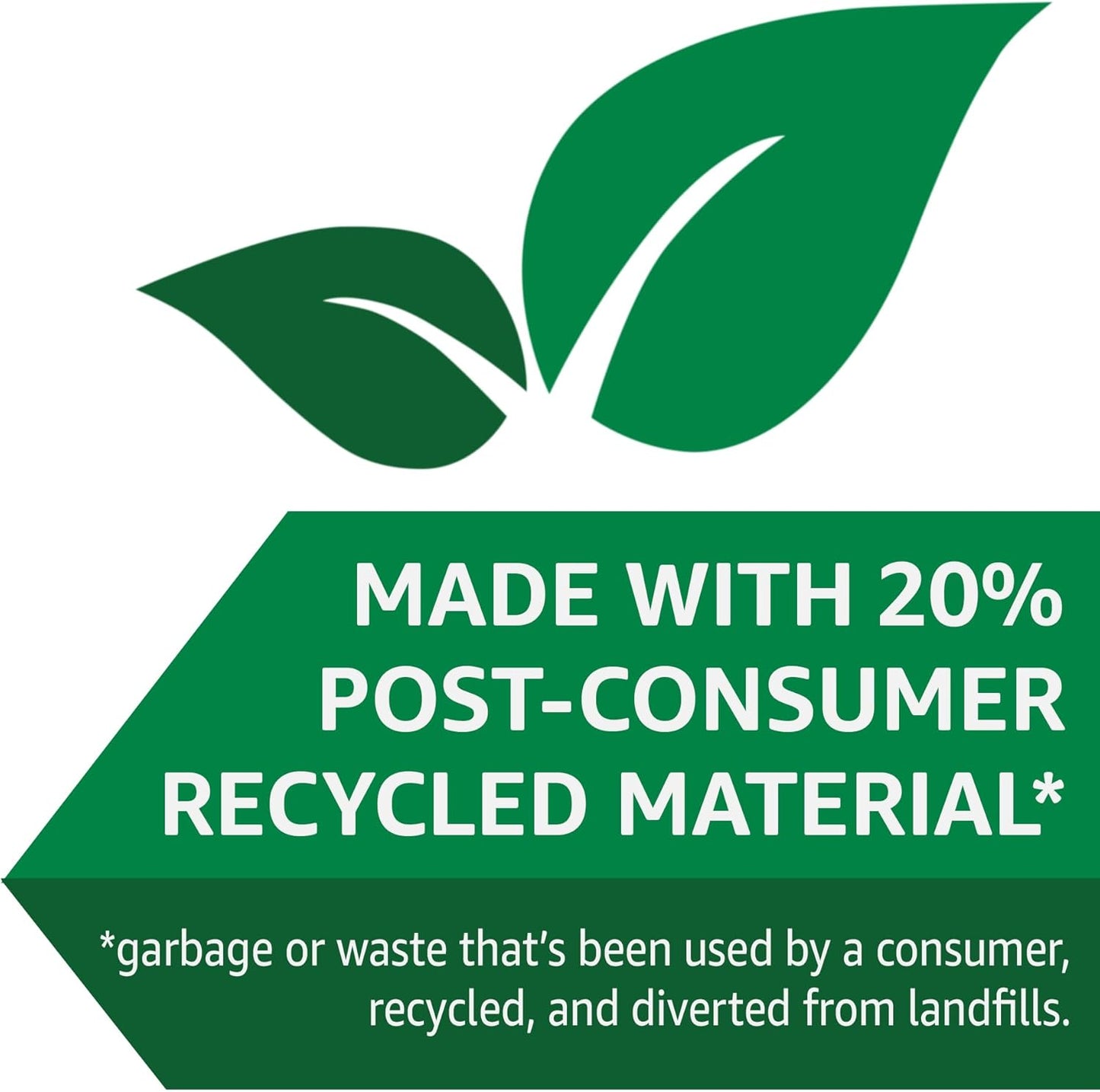 Amazon Basics 39 Gallon Lawn & Leaf Heavy Duty Drawstring Trash Bags, 20% Post Consumer Recycled
