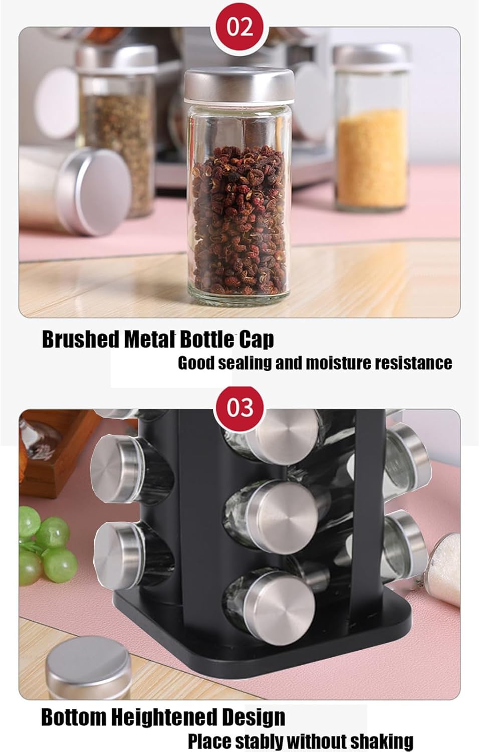 Spice Rack, Spice Rack Organizers for Countertop, Rotating Countertop Spice Rack, Revolving Spice