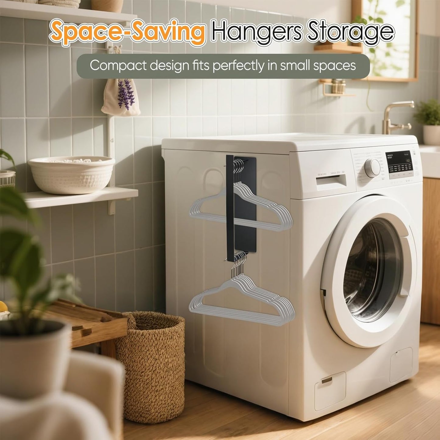 Magnetic Hanger Organizer, Strong Magnetic Hanger Holder for Washing Machine Dryer, Laundry Room