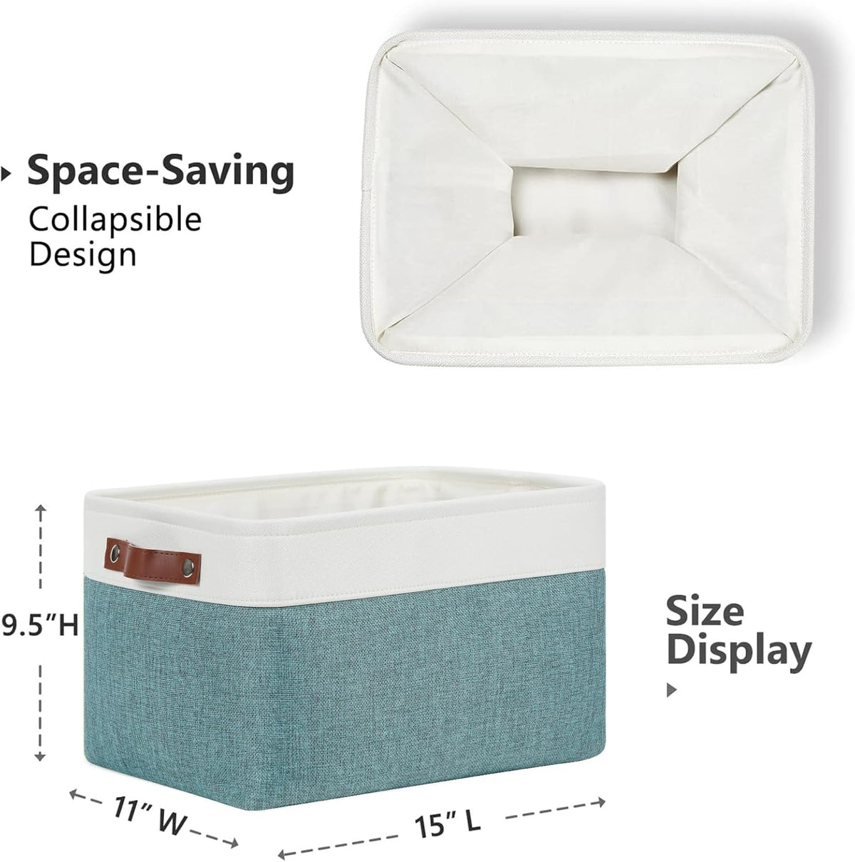 DULLEMELO Storage Baskets for Shelves, Fabric Collapsible Rectangular Storage Bins for Shelves