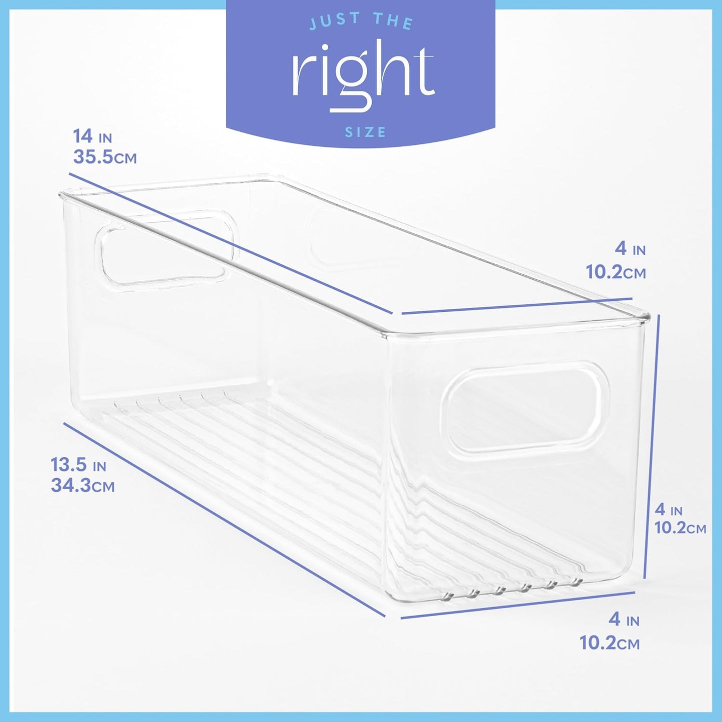 Plastic Food Storage 4 Pack Clear Container Bin with Handles for Organizing Kitchen, Pantry