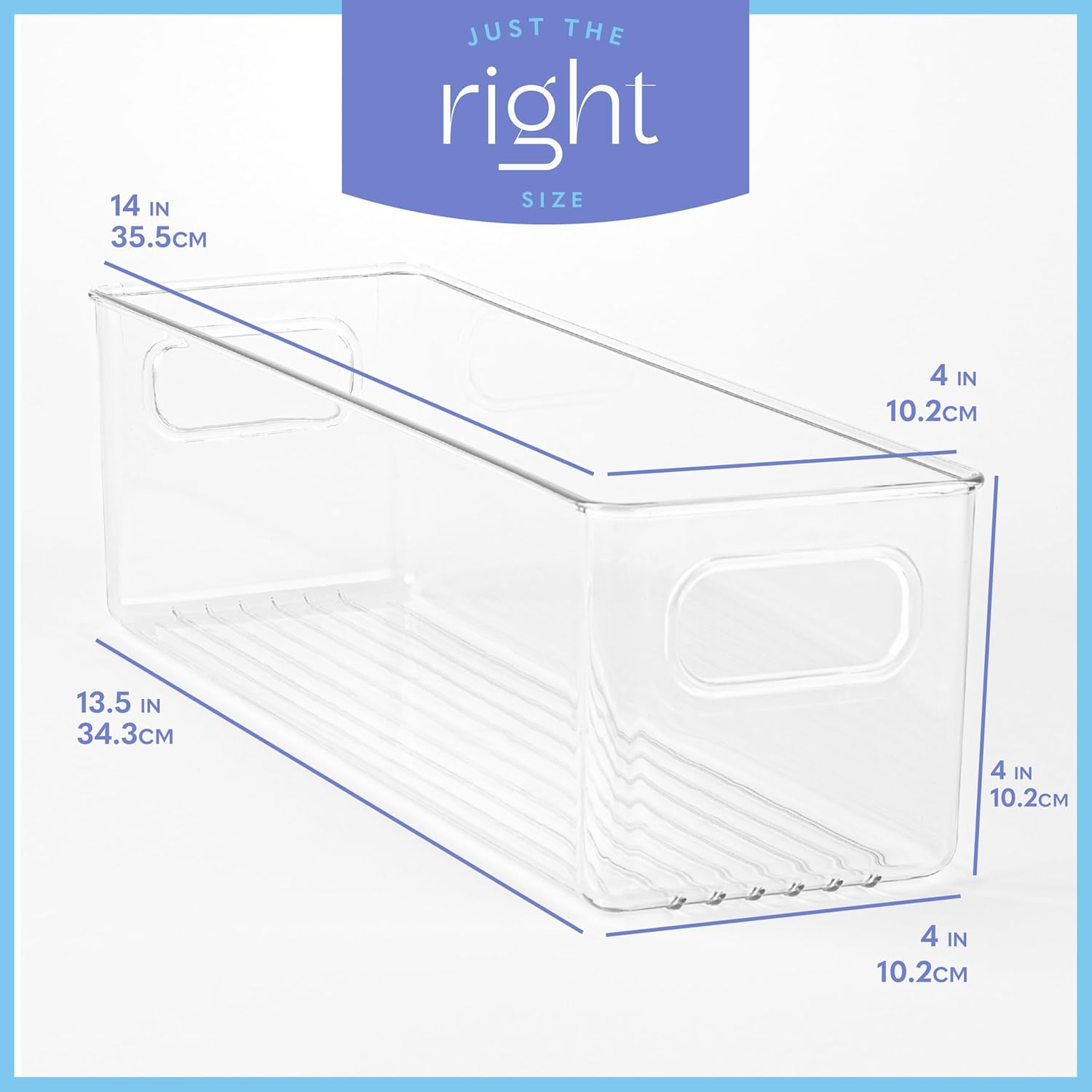 Plastic Food Storage 4 Pack Clear Container Bin with Handles for Organizing Kitchen, Pantry