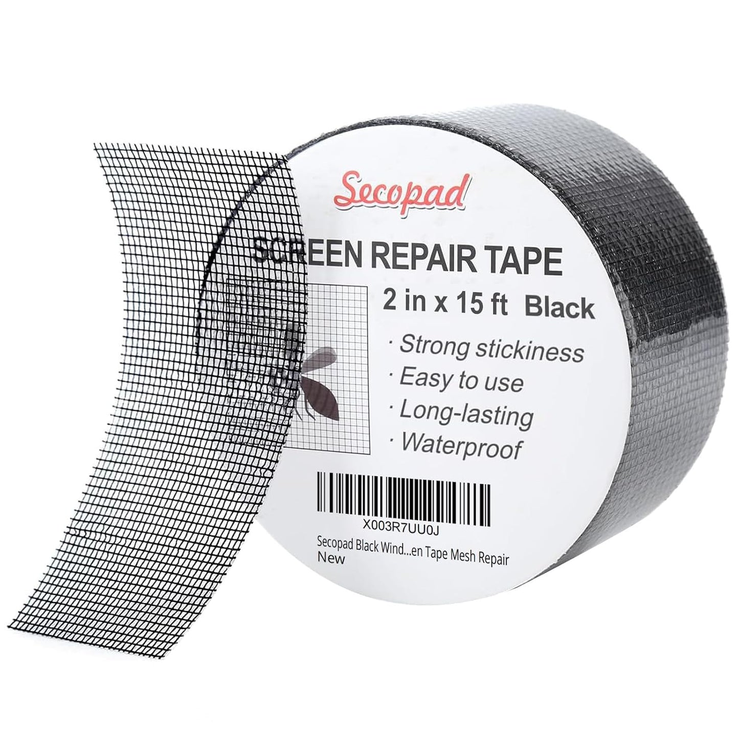 Black Window Screen Repair Tape, 2 in X 15 FT (180IN) Screen Repair Kit for Windows or Doors