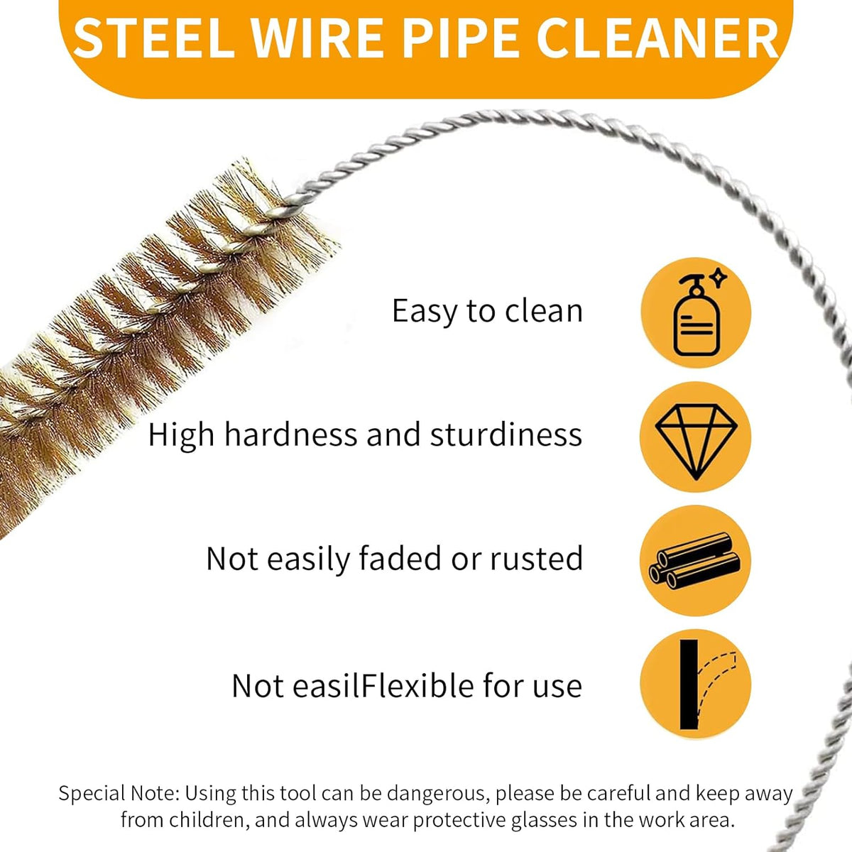 7pcs Brass Wire Tube Brushes Bottle Brush Set,11Inch Long Wire Brushes for Cleaning,Wire Pipe
