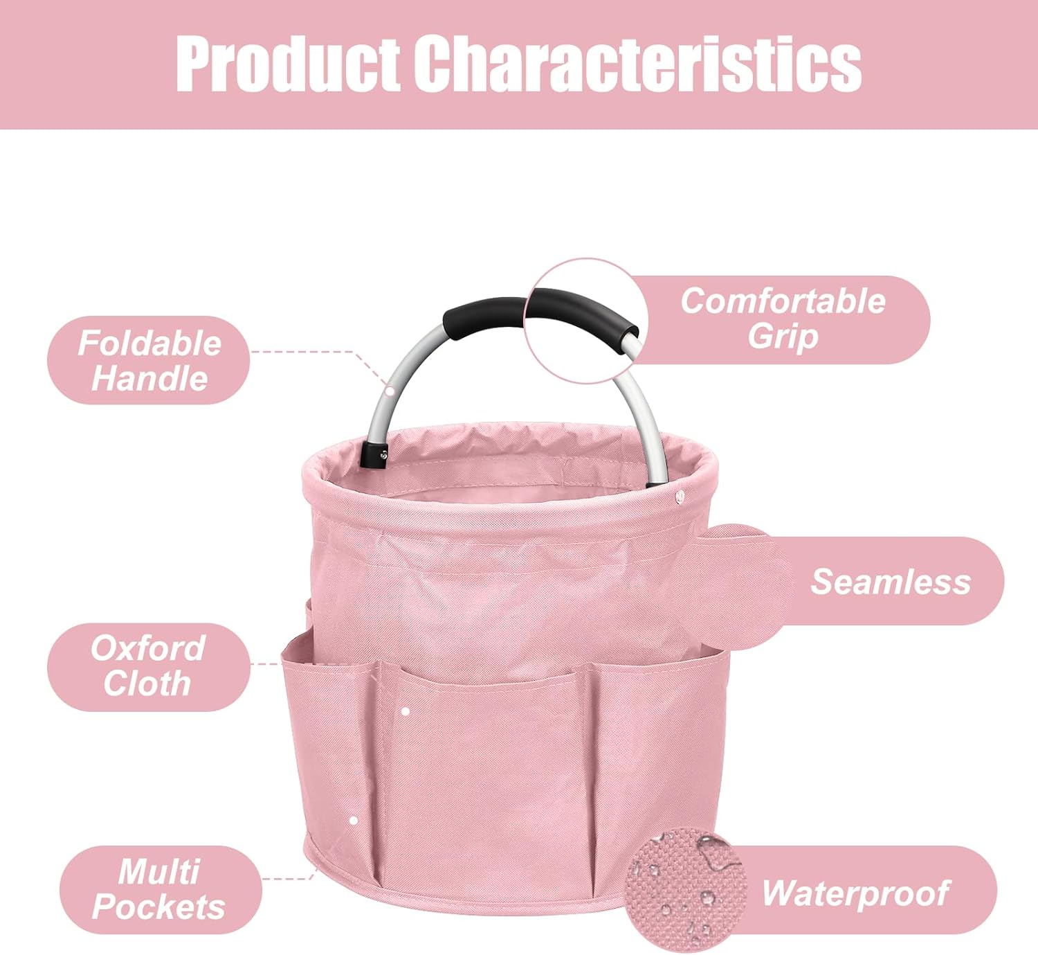 Qivine 17L Cleaning Caddy with Handle, Cleaning Supply Caddy Foldable Tool Bag Cleaning Products