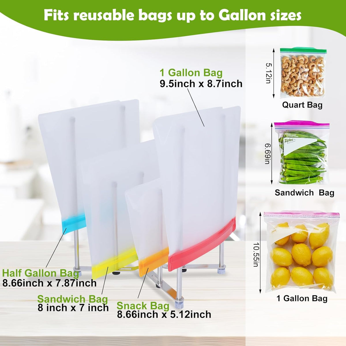 Plastic Bag Drying Holder, Bottle Drying Rack, Multifunctional Kitchen Grocery Bag Stand