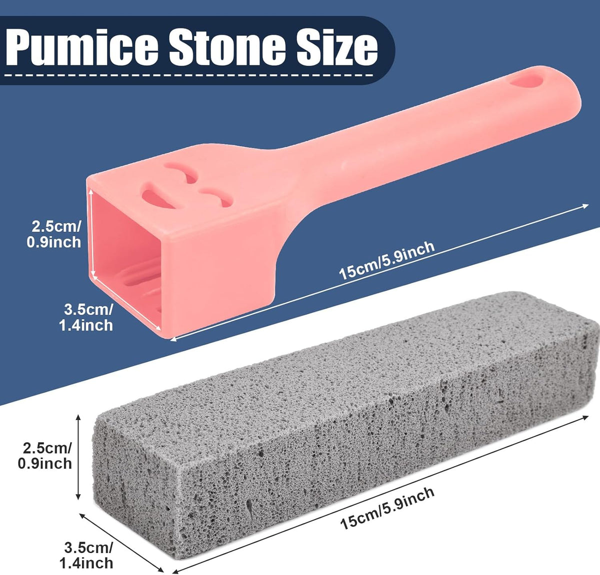 Navona 34 Pack Pumice Stone Scouring Sticks with 3 Universal Handles, Grey Pumice Stone for