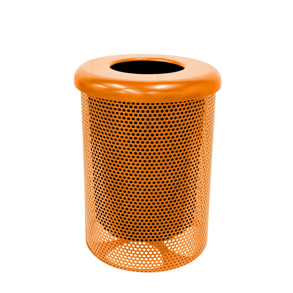 COATEDOUTDOORFURNITURE RFT-P-ORG Heavy Duty Round Trash Receptacle with Flat Top, Liner Included