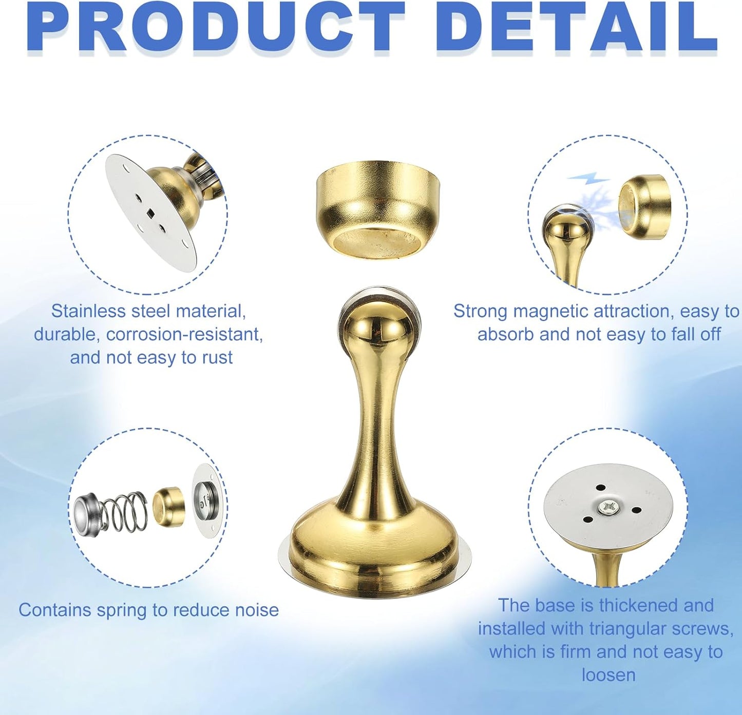 uxcell Magnetic Door Stopper, Stainless Steel Heavy Duty Door Holder, No Drilling Doors Knob Wall