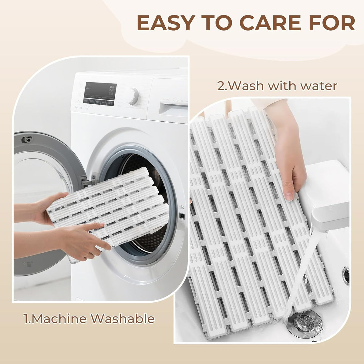 Bathtub Mat Non Slip for Bathroom with Suction Cups and Drain Holes 35.4 * 15.7 Inch Shower Mat for